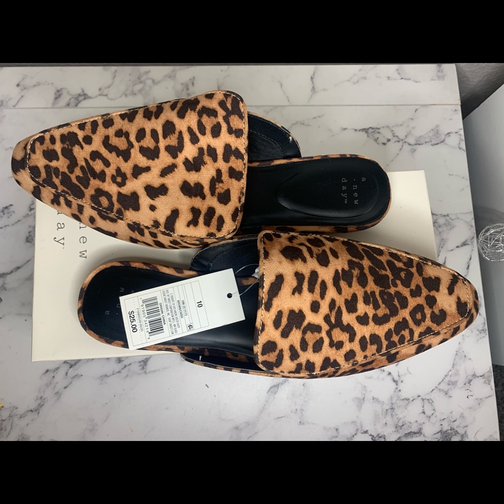 Cheetah print mules